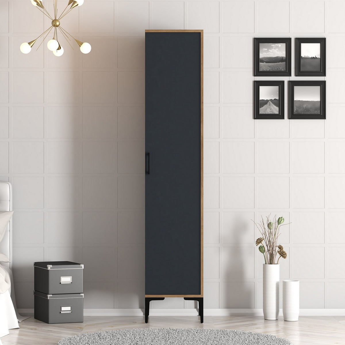 Ντουλάπα 40x201.4x47.5 εκ Walnut Anthracite 845HCT5409