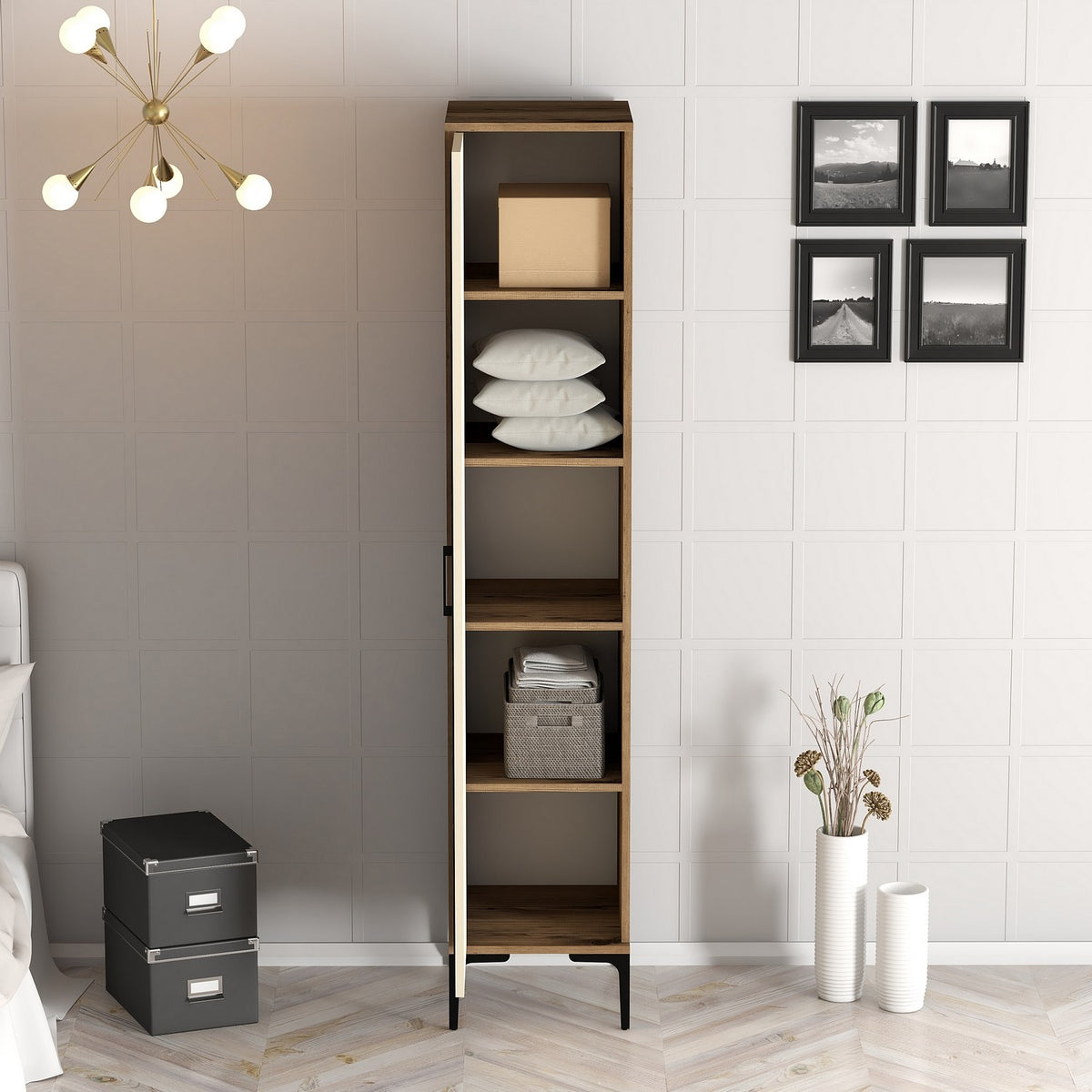 Ντουλάπα 40x201.4x47.5 εκ Walnut Cream 845HCT5411