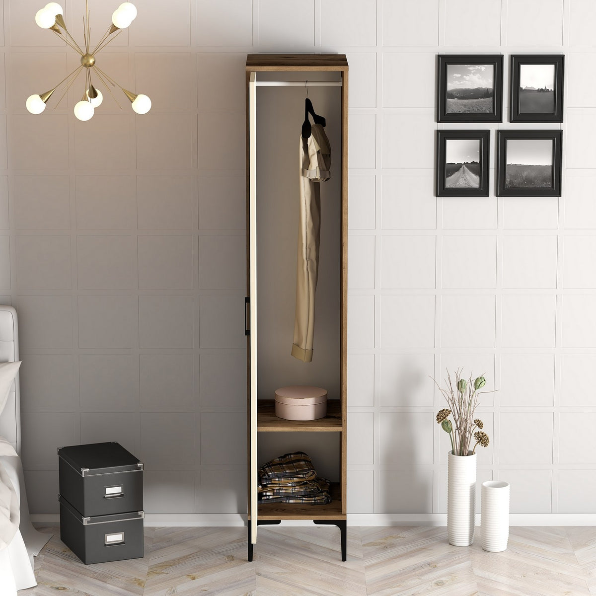 Ντουλάπα 40x201.4x47.5 εκ Walnut Cream 845HCT5411