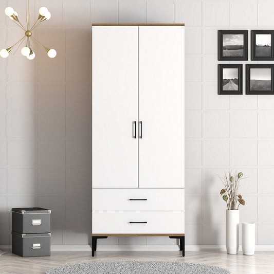 Ντουλάπα 80x201.4x47.5 εκ Walnut White 845HCT5415