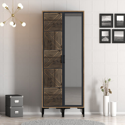 Ντουλάπα 80x201.4x47.5 εκ Walnut Anthracite 845HCT5419