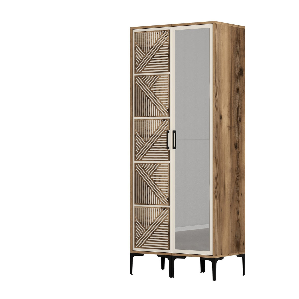 Ντουλάπα 80x201.4x47.5 εκ Walnut Cream 845HCT5421