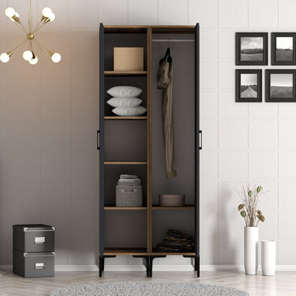 Ντουλάπα 80x201.4x47.5 εκ Walnut Anthracite 845HCT5429