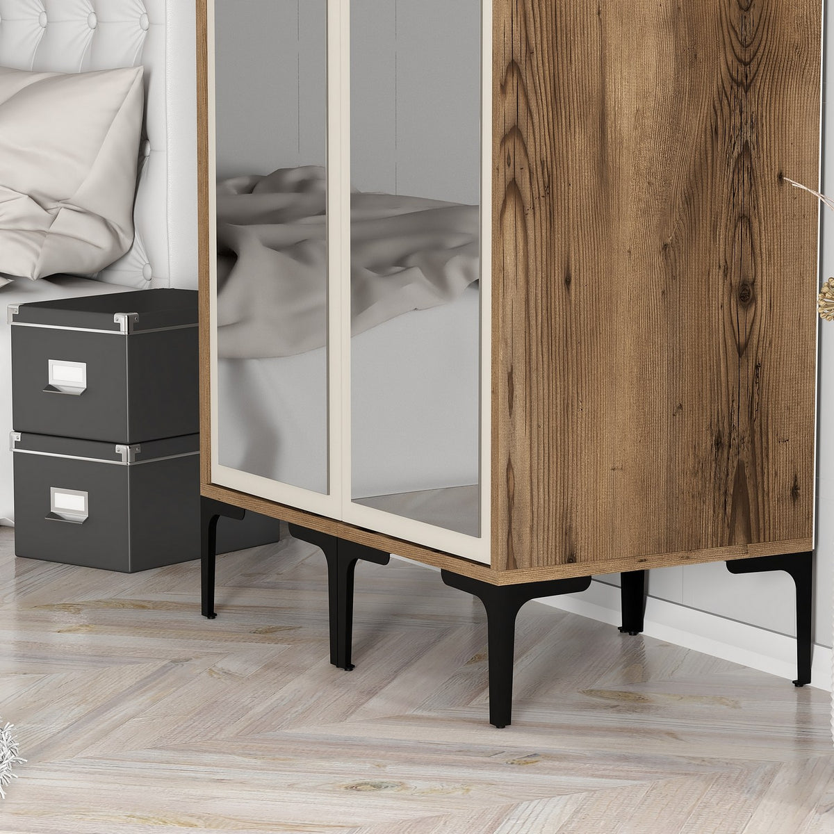Ντουλάπα 80x201.4x47.5 εκ Walnut Cream 845HCT5436