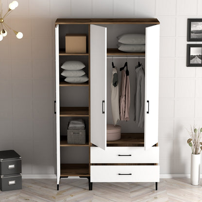 Ντουλάπα 120x201.4x47.5 εκ Walnut White 845HCT5450