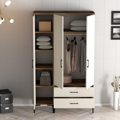 Ντουλάπα 120x201.4x47.5 εκ Walnut Cream 845HCT5451