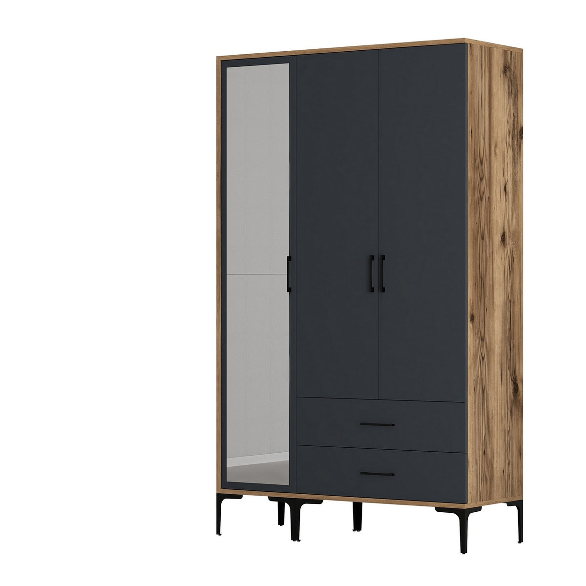 Ντουλάπα 120x201.4x47.5 εκ Walnut Anthracite 845HCT5454