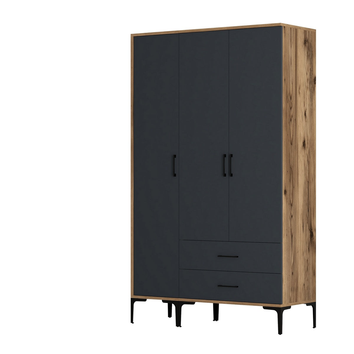 Ντουλάπα 120x201.4x47.5 εκ Walnut Anthracite 845HCT5459
