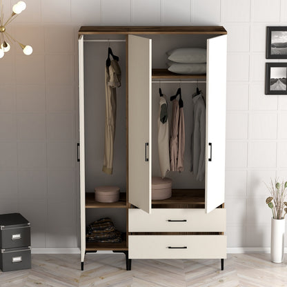 Ντουλάπα 120x201.4x47.5 εκ Walnut Cream 845HCT5461