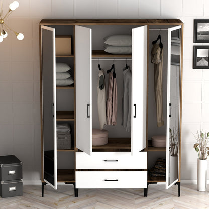 Ντουλάπα 160x201.4x47.5 εκ Walnut White 845HCT5475