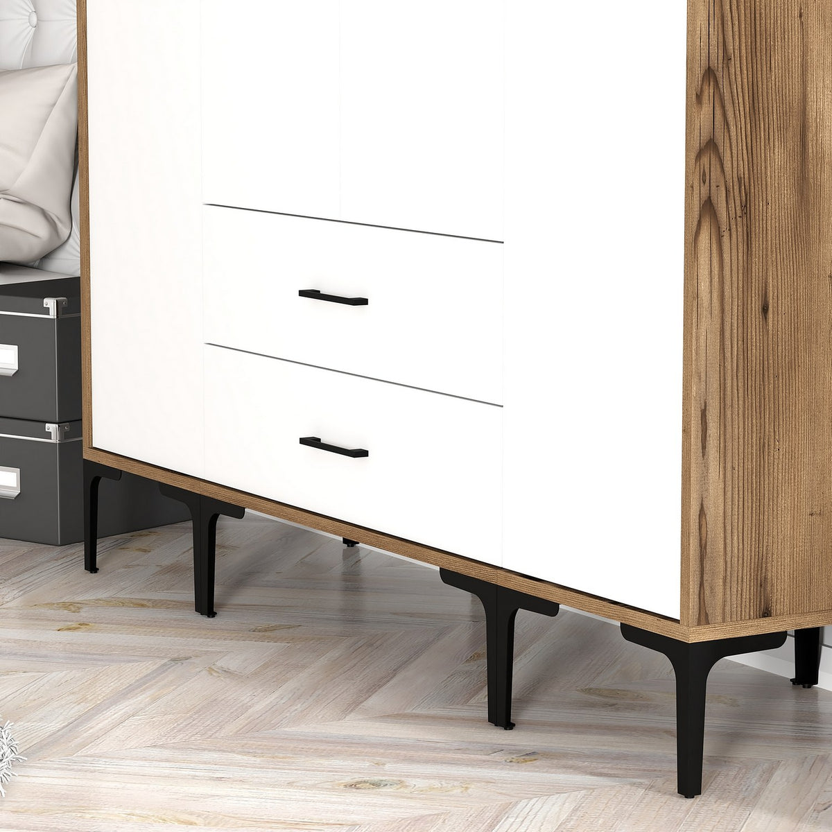 Ντουλάπα 160x201.4x47.5 εκ Walnut White 845HCT5480
