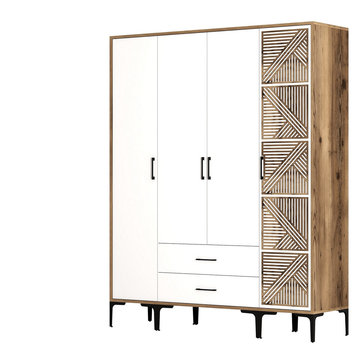 Ντουλάπα 160x201.4x47.5 εκ Walnut White 845HCT5490