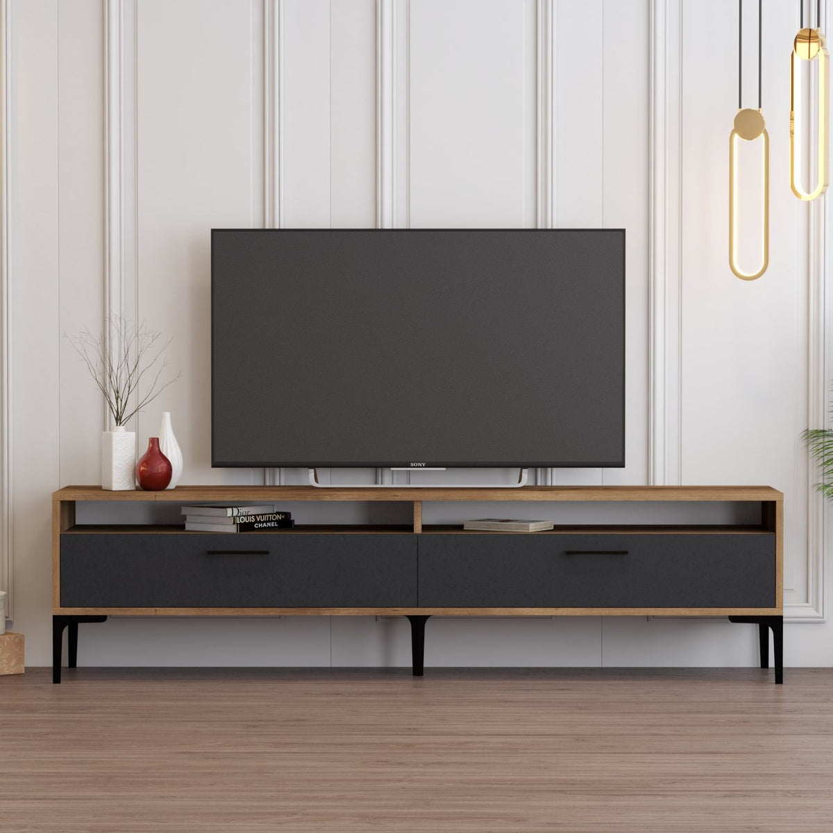 Έπιπλο Τηλεόρασης TV Βάση Σύνθεση Καρυδί Ανθρακί | 845HCT5515