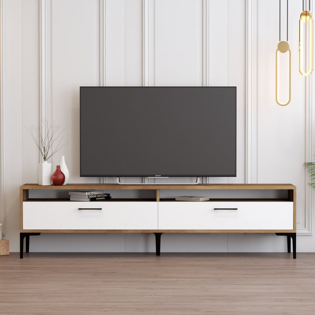 Έπιπλο Τηλεόρασης TV Βάση Σύνθεση Καρυδί Λευκό | 845HCT5516