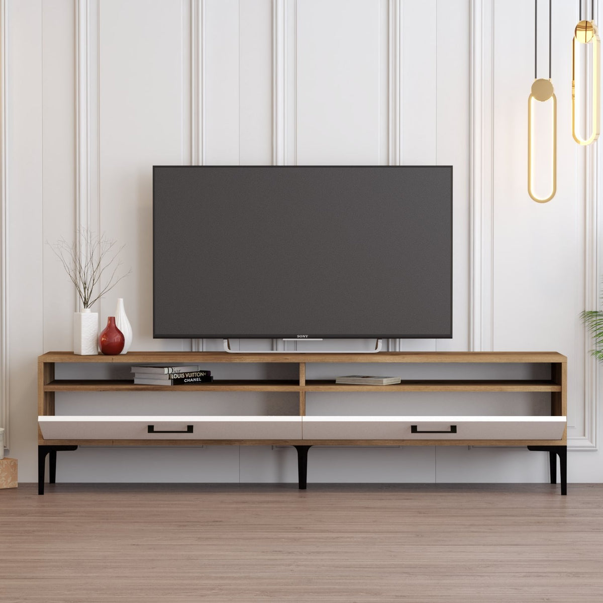 Έπιπλο Τηλεόρασης TV Βάση Σύνθεση Καρυδί Λευκό | 845HCT5516