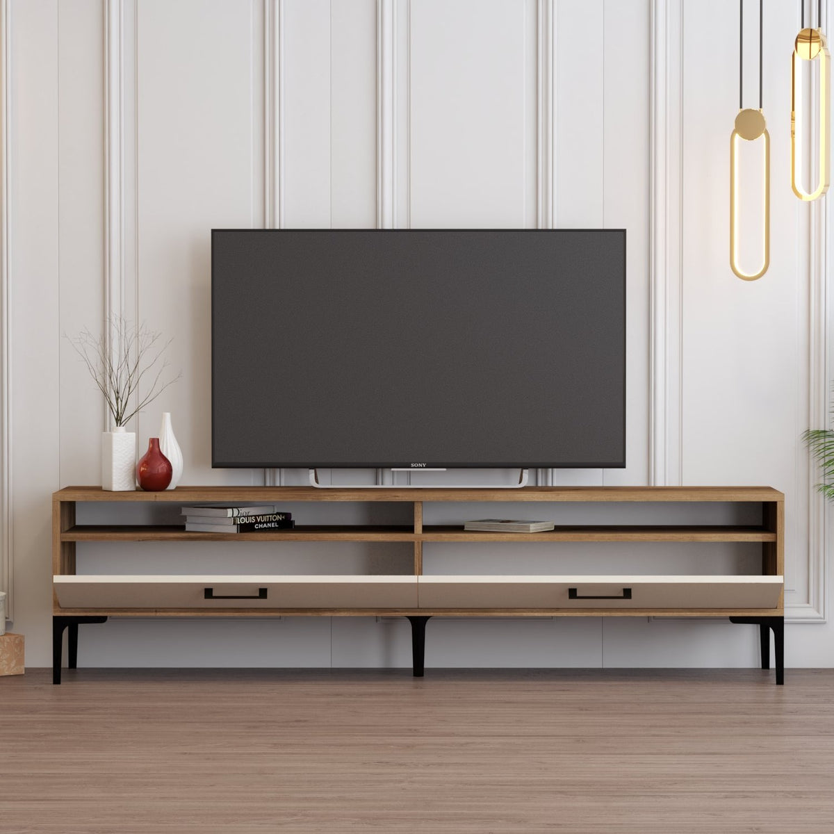 Έπιπλο Τηλεόρασης TV Βάση Σύνθεση Καρυδί Κρεμ | 845HCT5519