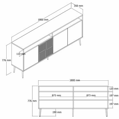 Μπουφές Λευκό
Χρυσό 180x35x77cm | 845HCT5526