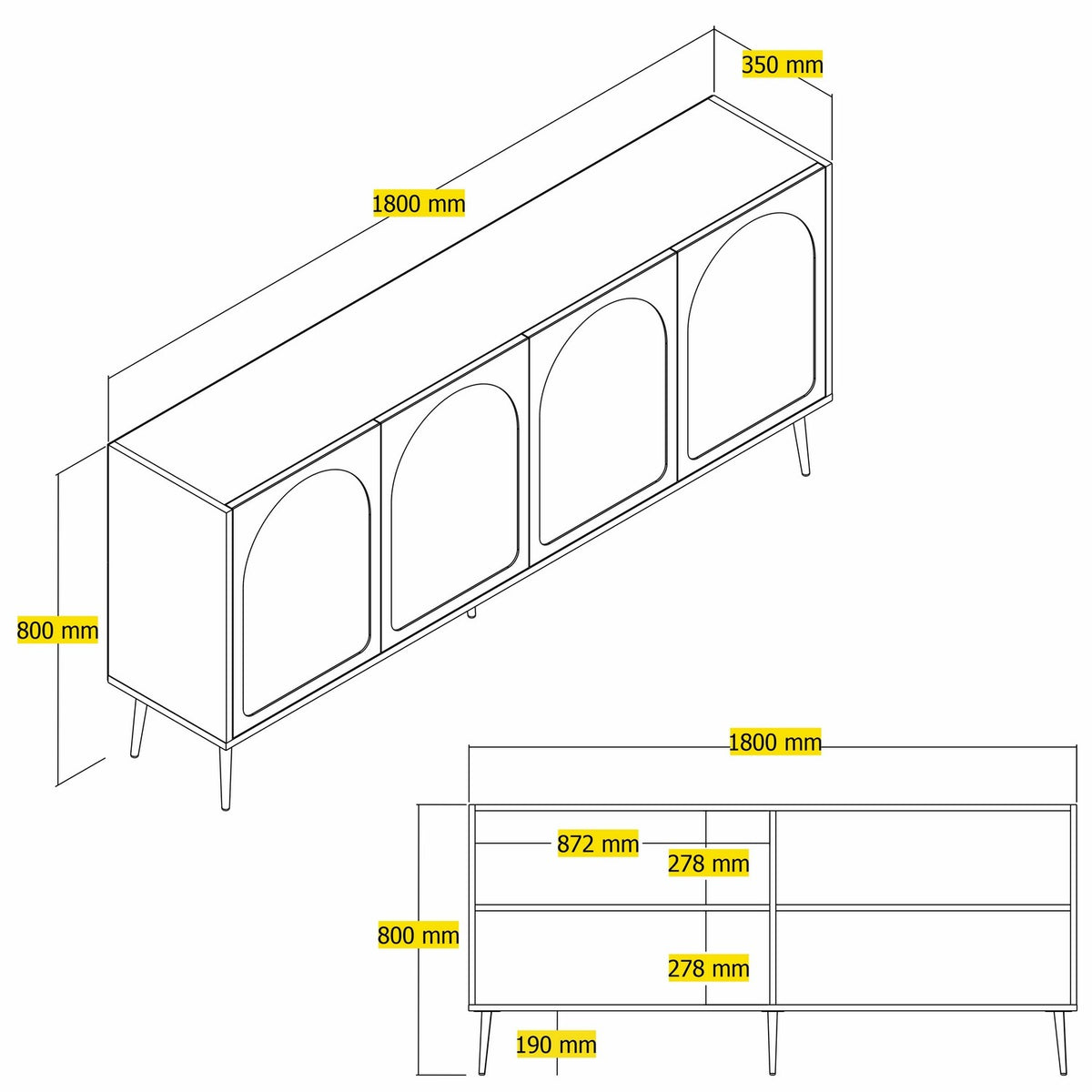 Μπουφές Λευκό
Χρυσό 180x35x80cm | 845HCT5527