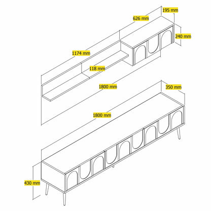 Έπιπλο Τηλεόρασης TV Βάση Σύνθεση Λευκό Χρυσό | 845HCT5580