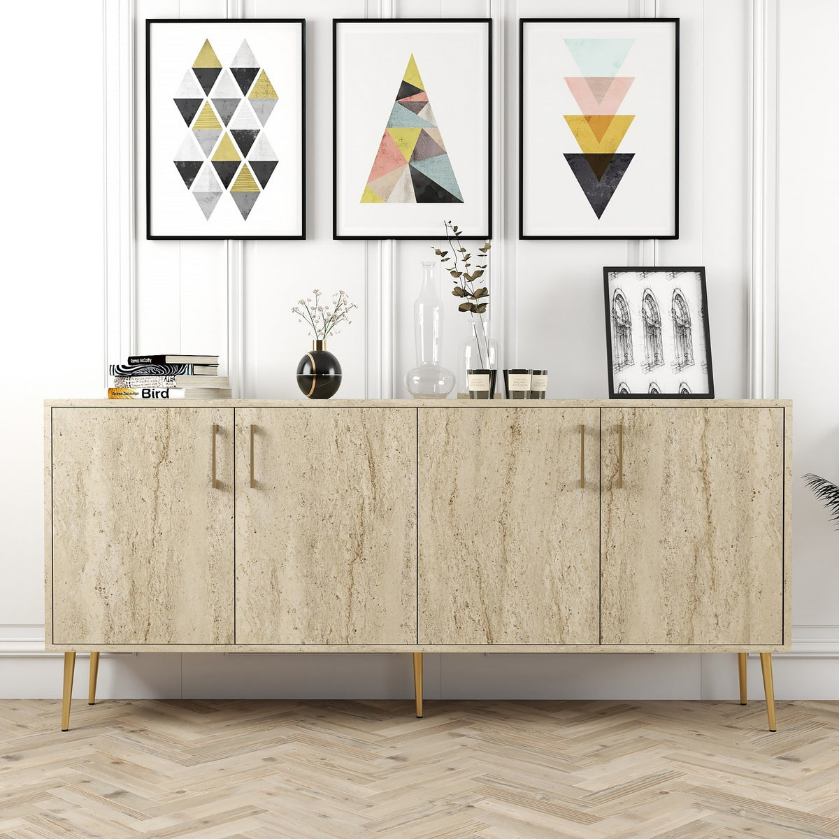 Μπουφές Τραβερτίνη 180x35x78cm | 845HCT5602