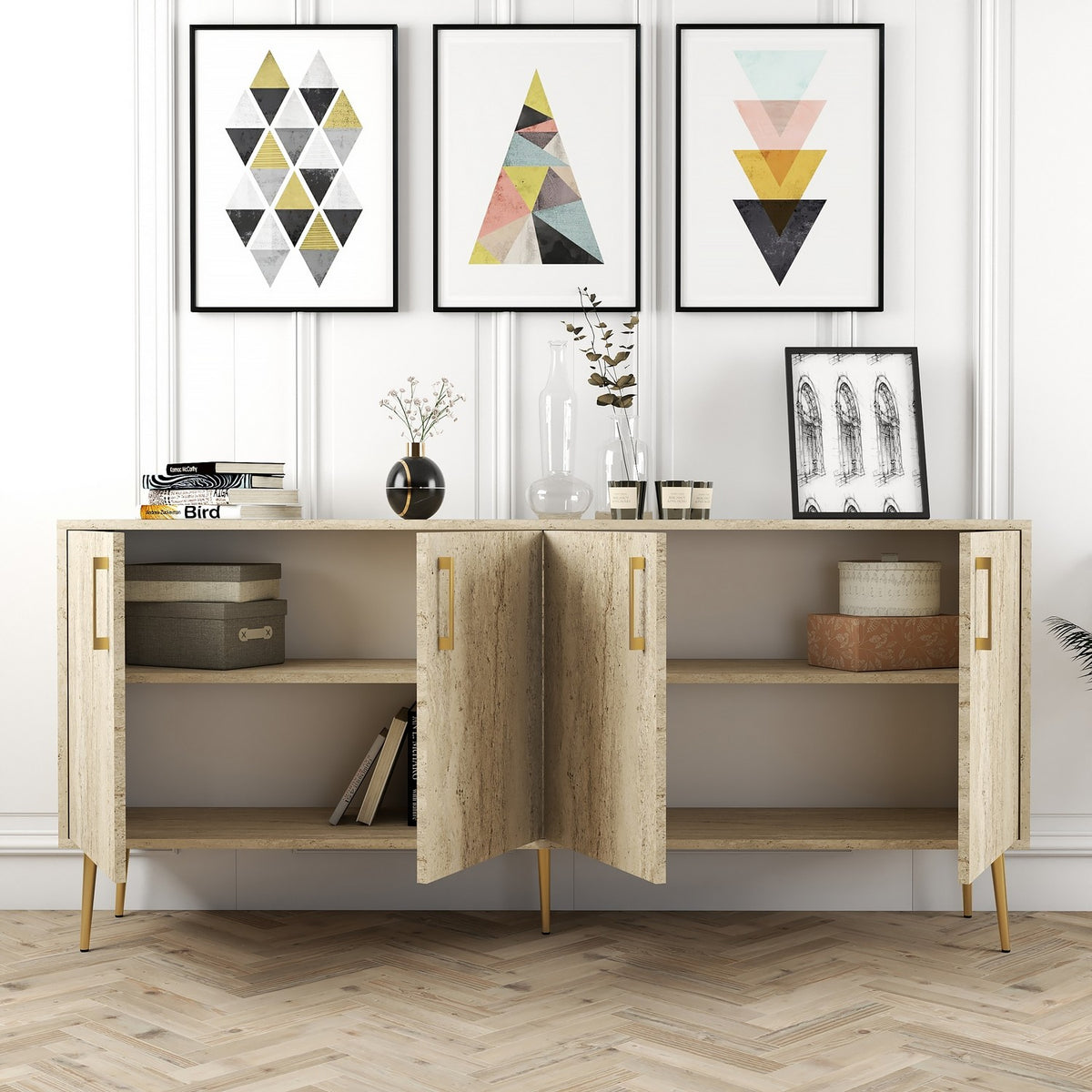 Μπουφές Τραβερτίνη 180x35x78cm | 845HCT5602
