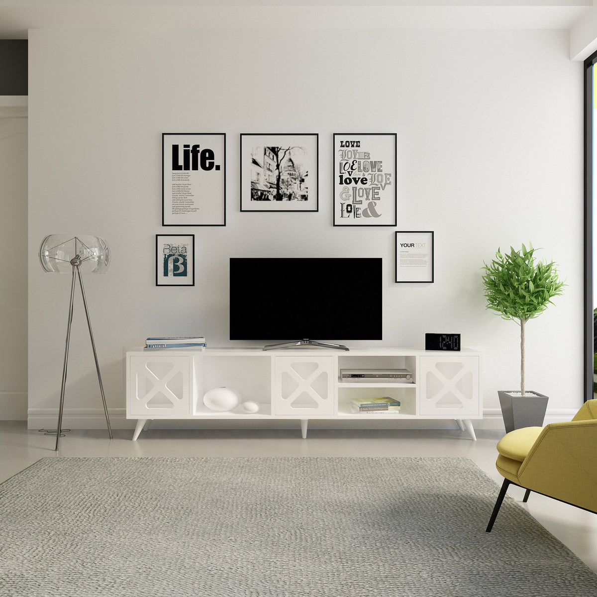 Έπιπλο Τηλεόρασης TV Βάση Σύνθεση Λευκό | 851AVH3083