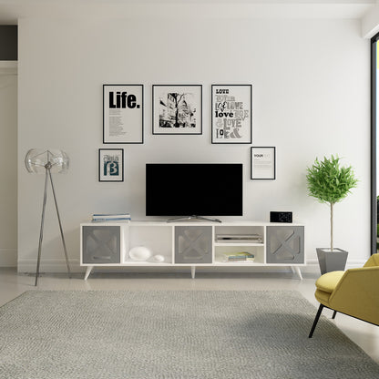 Έπιπλο Τηλεόρασης TV Βάση Σύνθεση Λευκό Ανθρακί | 851AVH3084