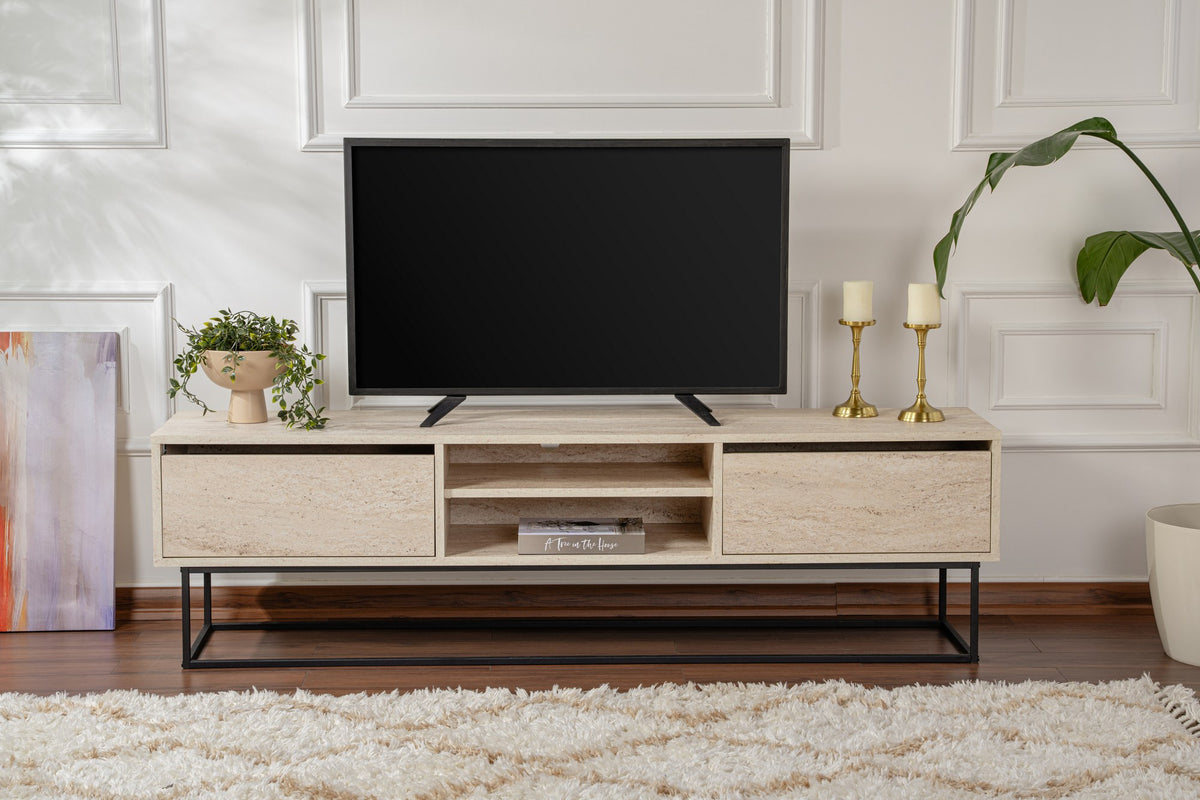 Έπιπλο Τηλεόρασης TV Βάση Σύνθεση Travertine Μαύρο | 854KLN3089