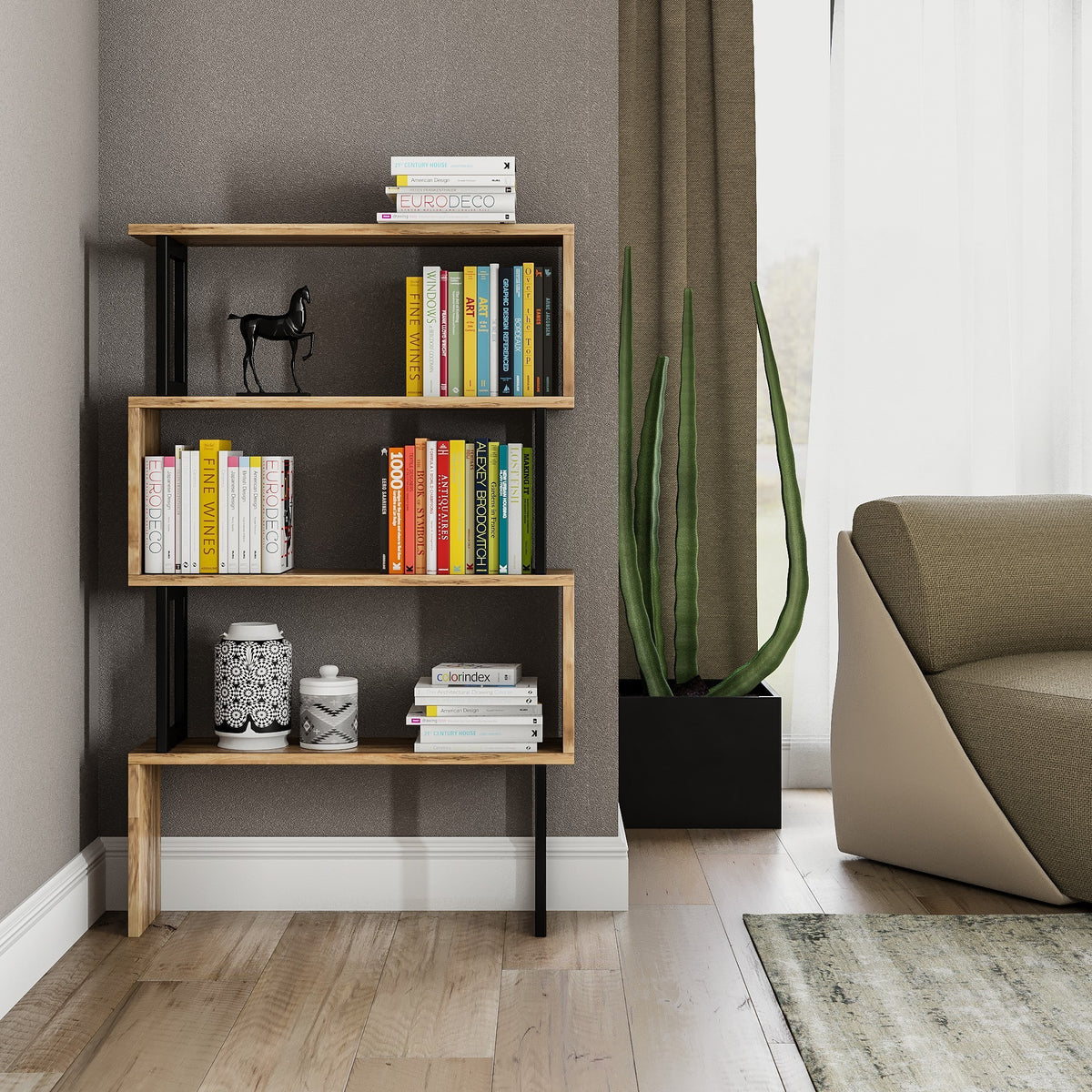 Βιβλιοθήκη 80 × 22 × 128 εκ. Καρυδί GR854KLN3603
