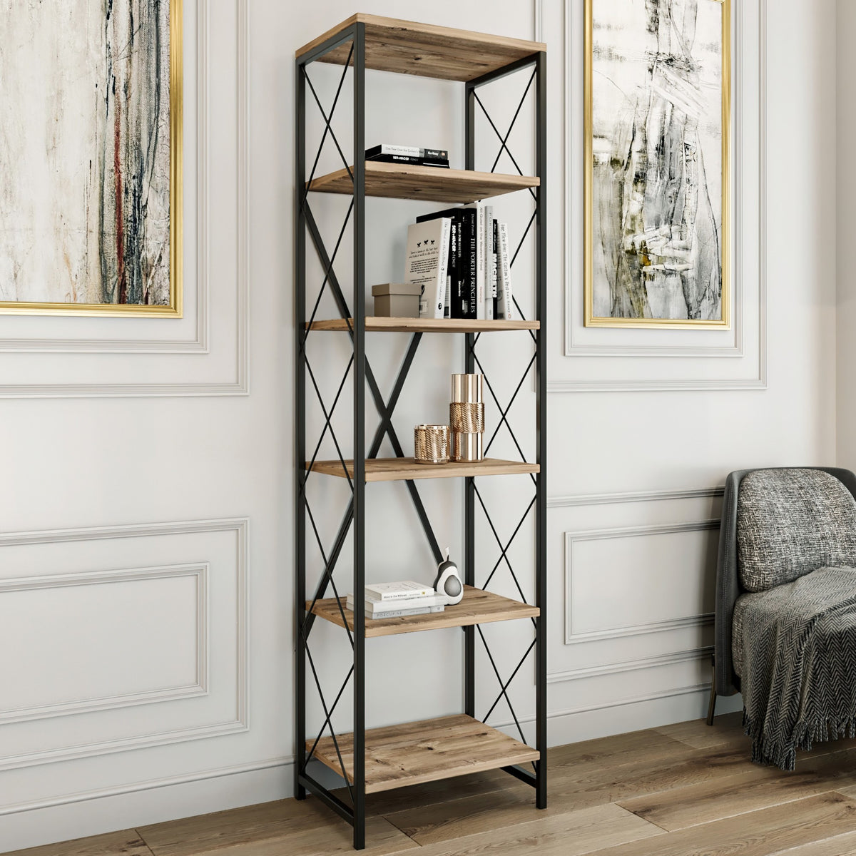 Βιβλιοθήκη 50 × 30 × 180 εκ. Atlantic Pine Μαύρο GR854KLN3605