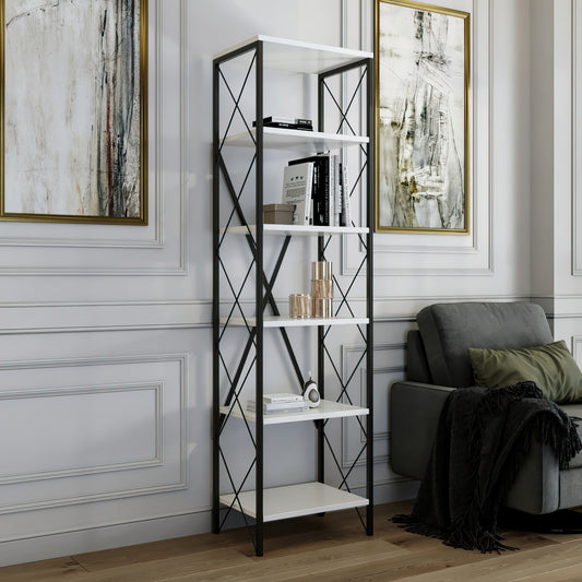 Βιβλιοθήκη 50 × 30 × 180 εκ. Λευκό Μαύρο GR854KLN3614