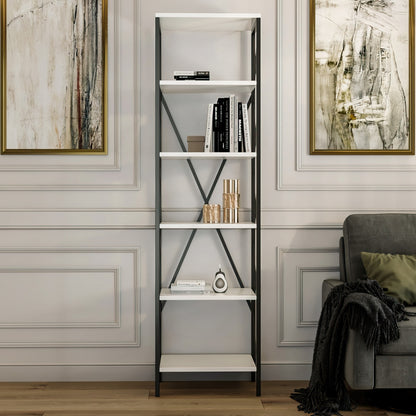 Βιβλιοθήκη 50 × 30 × 180 εκ. Λευκό Μαύρο GR854KLN3614