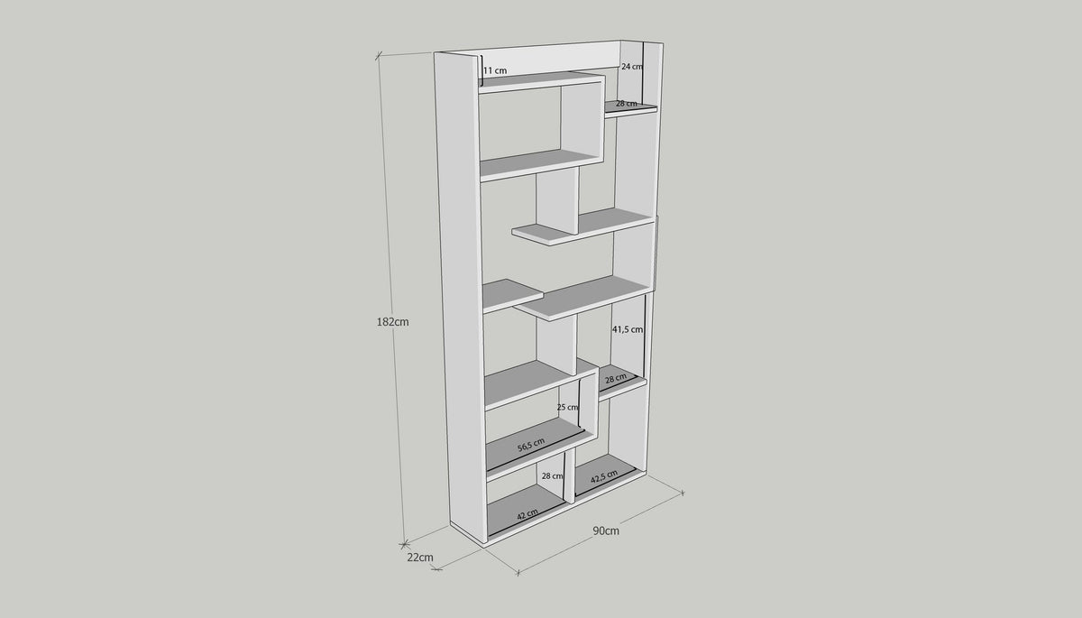Βιβλιοθήκη 90 × 22 × 182 εκ. Pine GR854KLN4307
