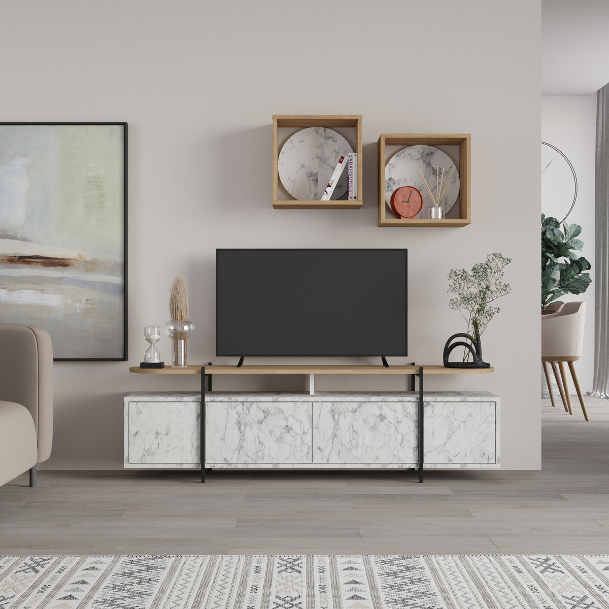 Έπιπλο Τηλεόρασης TV Βάση Σύνθεση Carrara Δρυς | 855DTE3136