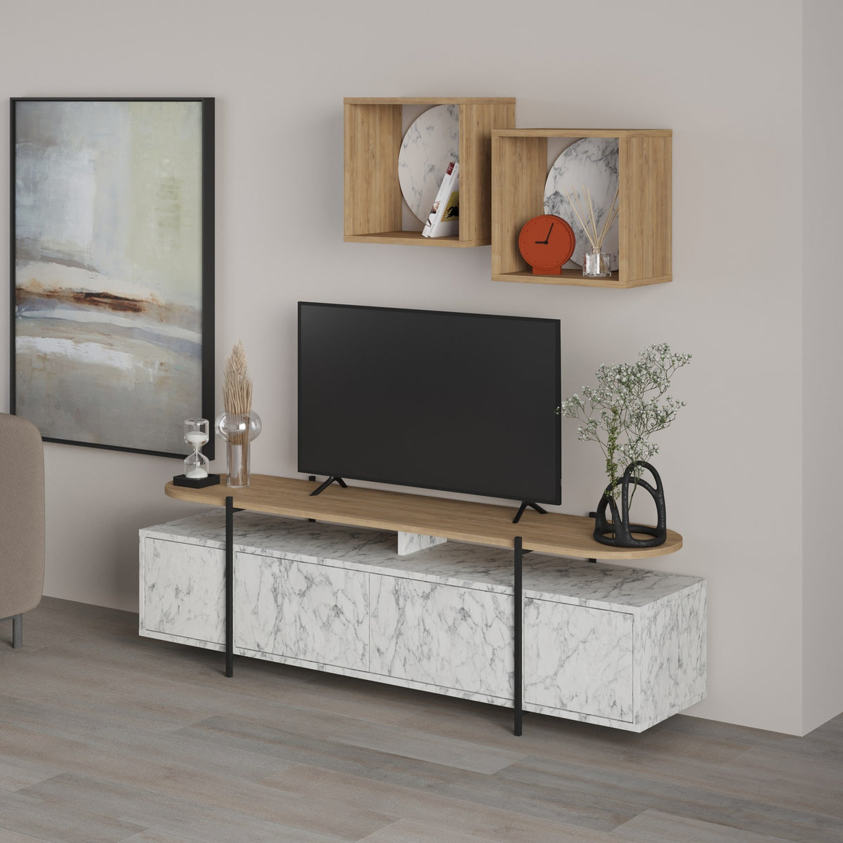 Έπιπλο Τηλεόρασης TV Βάση Σύνθεση Carrara Δρυς | 855DTE3136