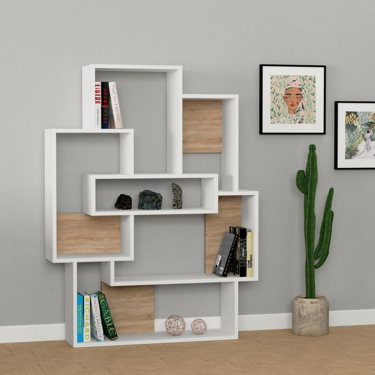 Βιβλιοθήκη 101 × 22 × 132 εκ. Λευκό Δρυς GR855DTE3690