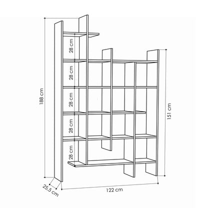 Βιβλιοθήκη 122 × 25,5 × 188 εκ. Light Mocha GR855DTE3696
