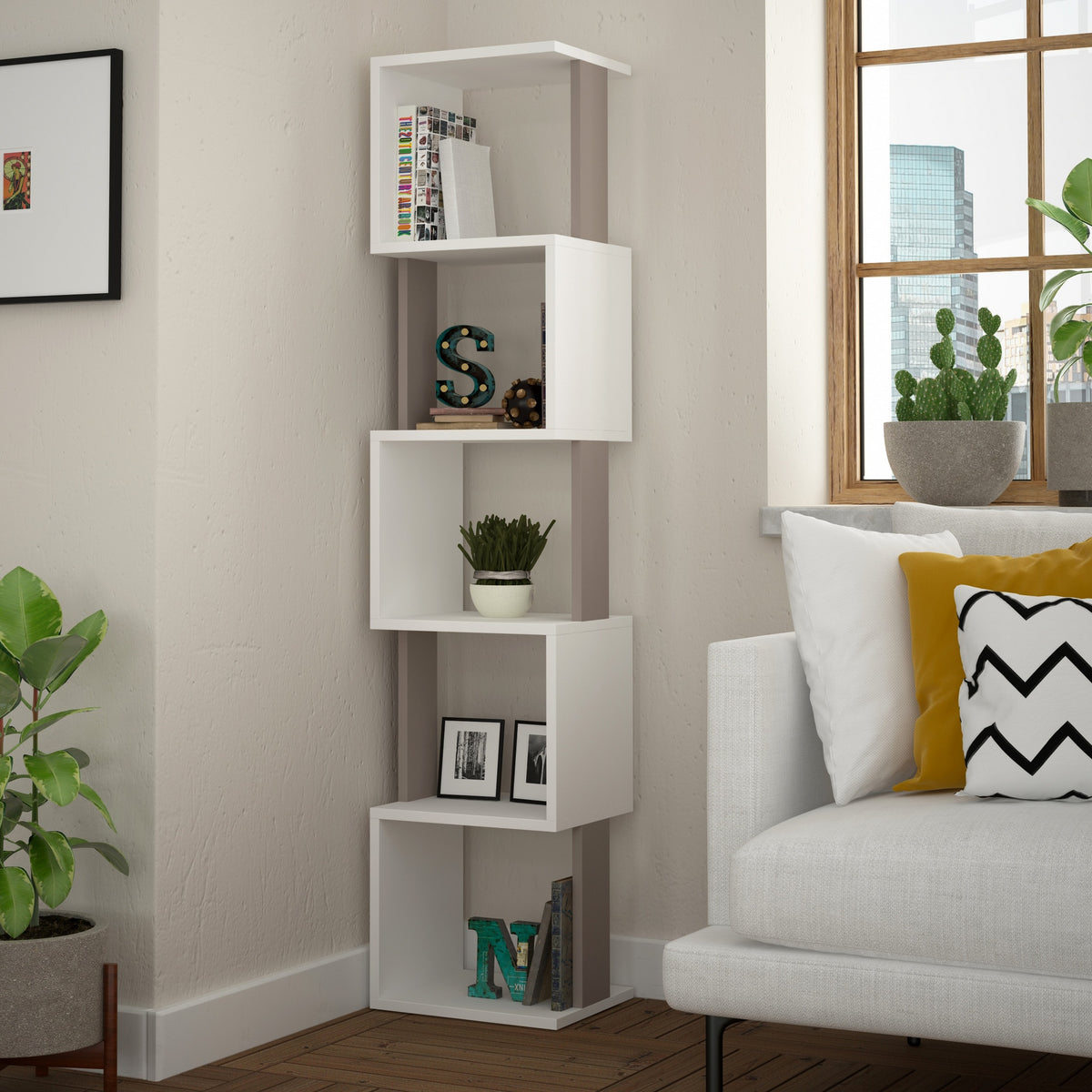 Βιβλιοθήκη 35 × 30 × 161 εκ. Λευκό Light Mocha GR855DTE3703