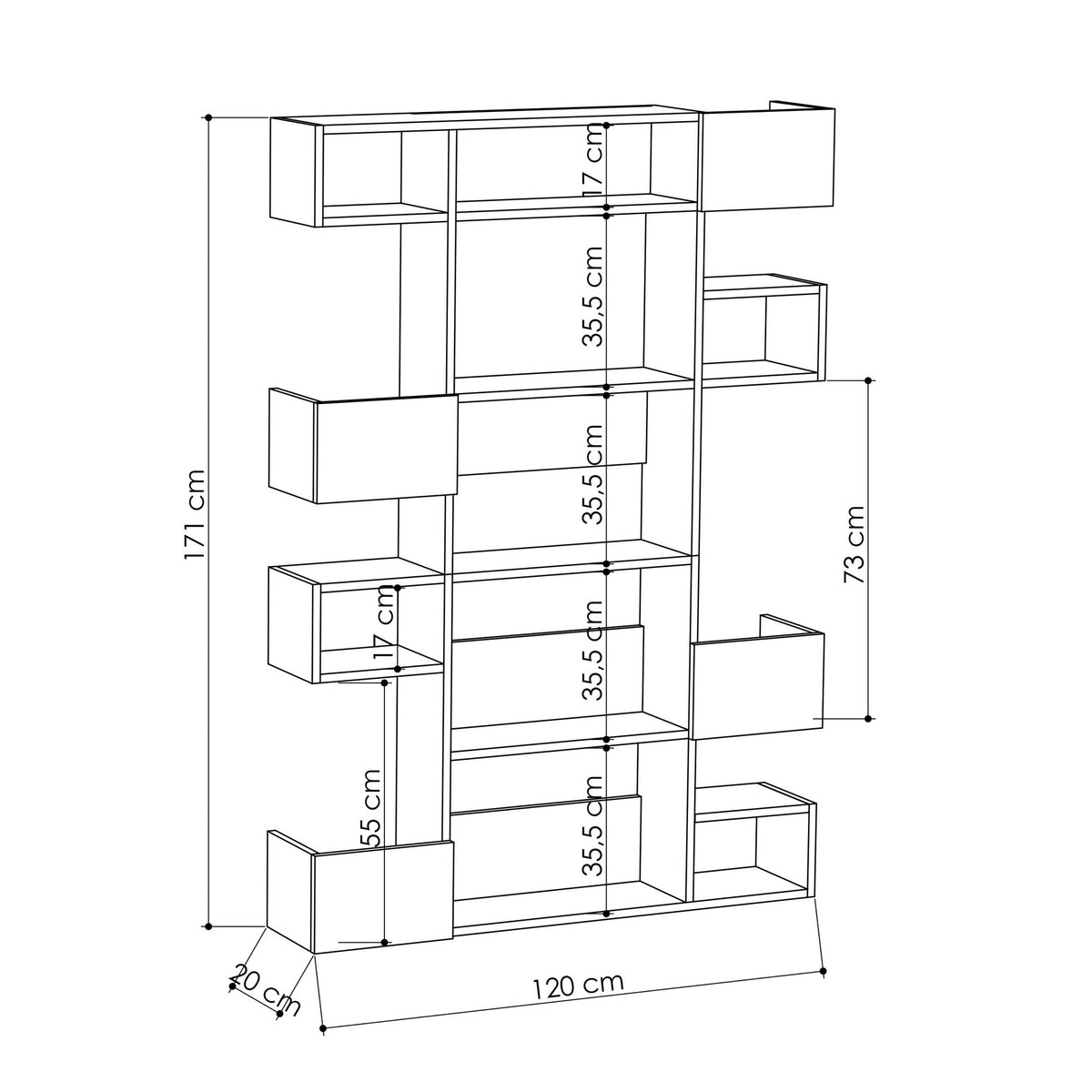 Βιβλιοθήκη 120 × 27 × 171 εκ. Λευκό GR855DTE3720