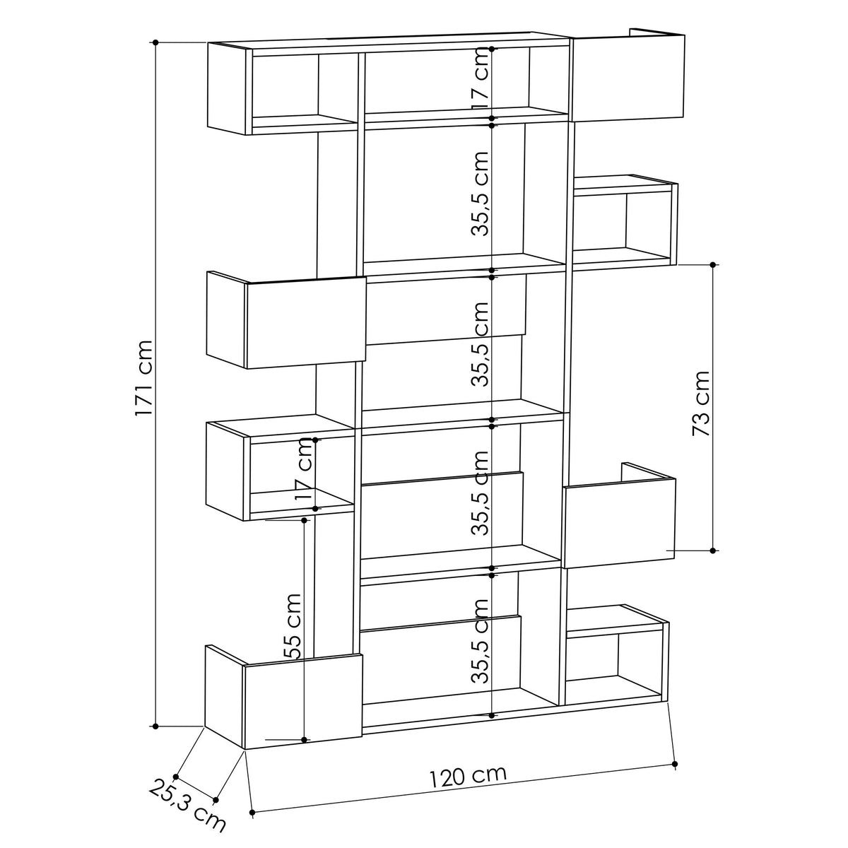 Βιβλιοθήκη 120 × 27 × 171 εκ. Λευκό Δρυς GR855DTE3721