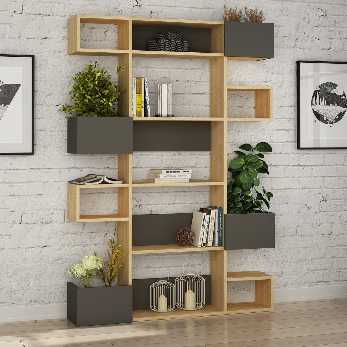 Βιβλιοθήκη 120 × 27 × 171 εκ. Δρυς Ανθρακί GR855DTE3722