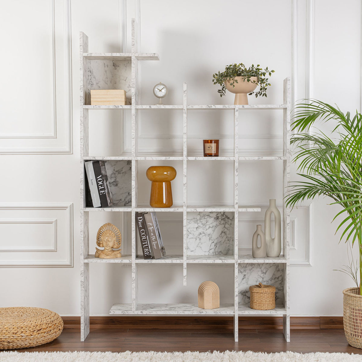 Βιβλιοθήκη 122 × 25,5 × 188 εκ. Carrara Marble GR855DTE3787