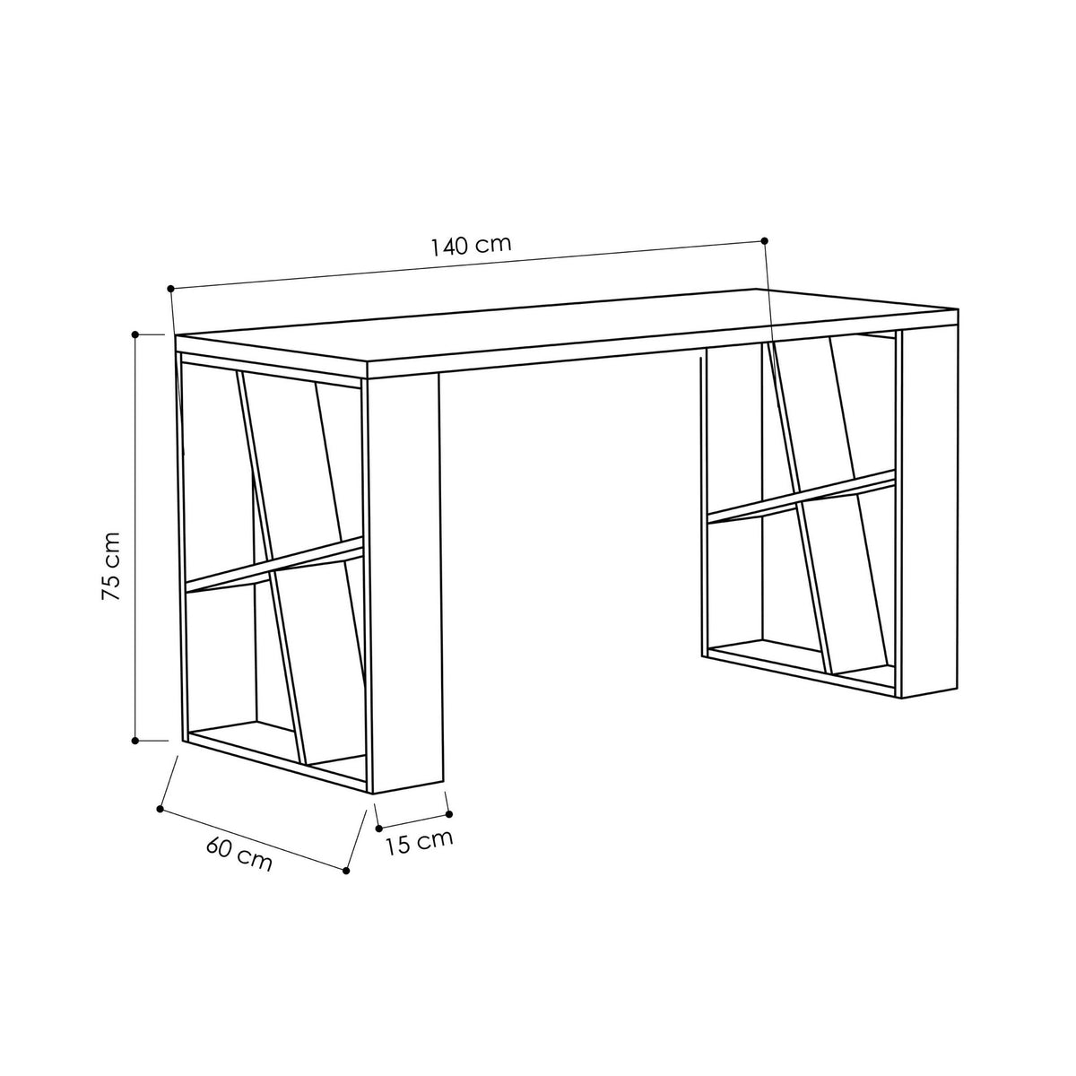 Γραφείο Υπολογιστή και Μελέτης 140x75x60 εκ. Λευκό Ανθρακί | 855DTE3814