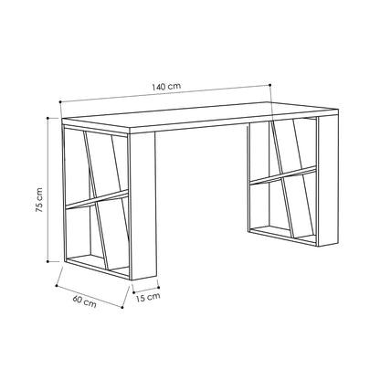 Γραφείο Υπολογιστή και Μελέτης 140x75x60 εκ. Λευκό Ανθρακί | 855DTE3814