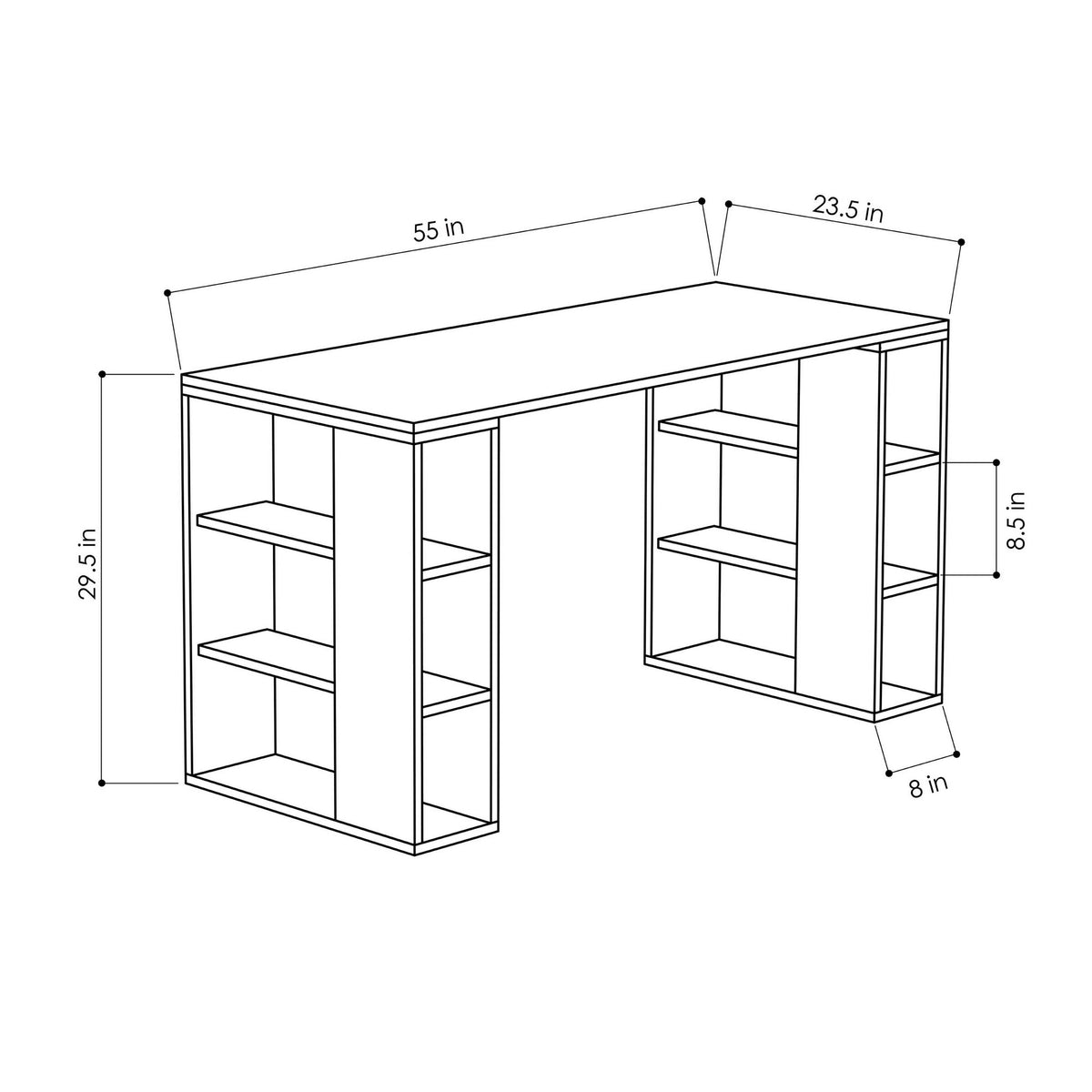 Γραφείο Υπολογιστή και Μελέτης 140x75x60 εκ. Λευκό Δρυς | 855DTE3823