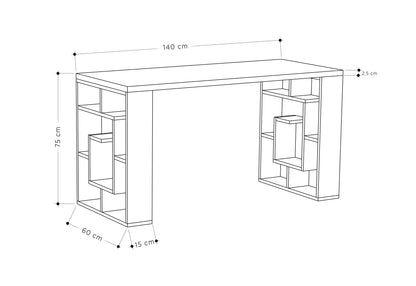 Γραφείο Υπολογιστή και Μελέτης 140x75x60 εκ. Λευκό Dark Δρυς | 855DTE3833