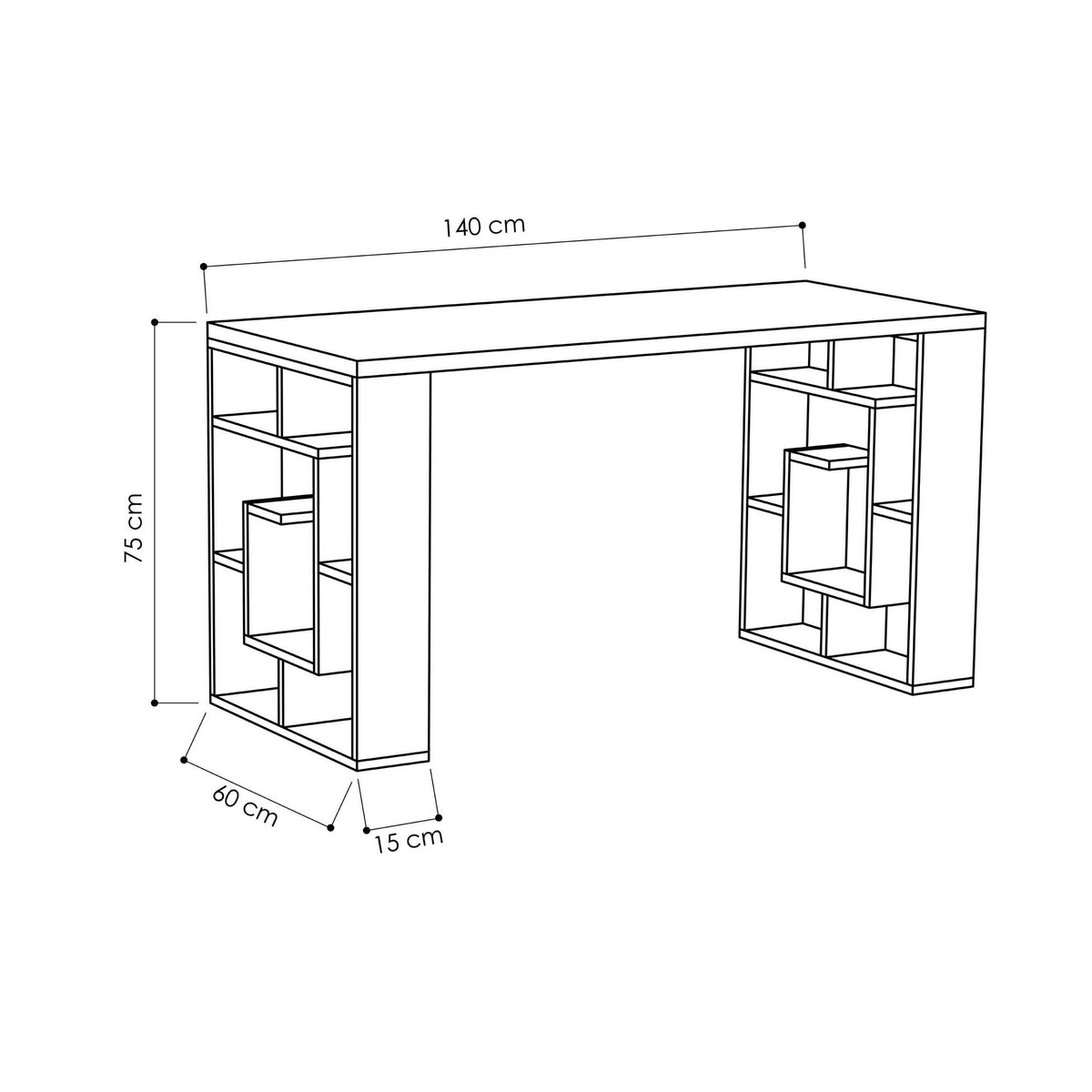 Γραφείο Υπολογιστή και Μελέτης 140x75x60 εκ. Λευκό Δρυς | 855DTE3835