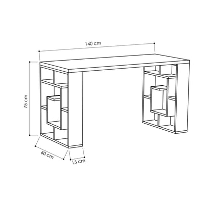 Γραφείο Υπολογιστή και Μελέτης 140x75x60 εκ. Λευκό Δρυς | 855DTE3835