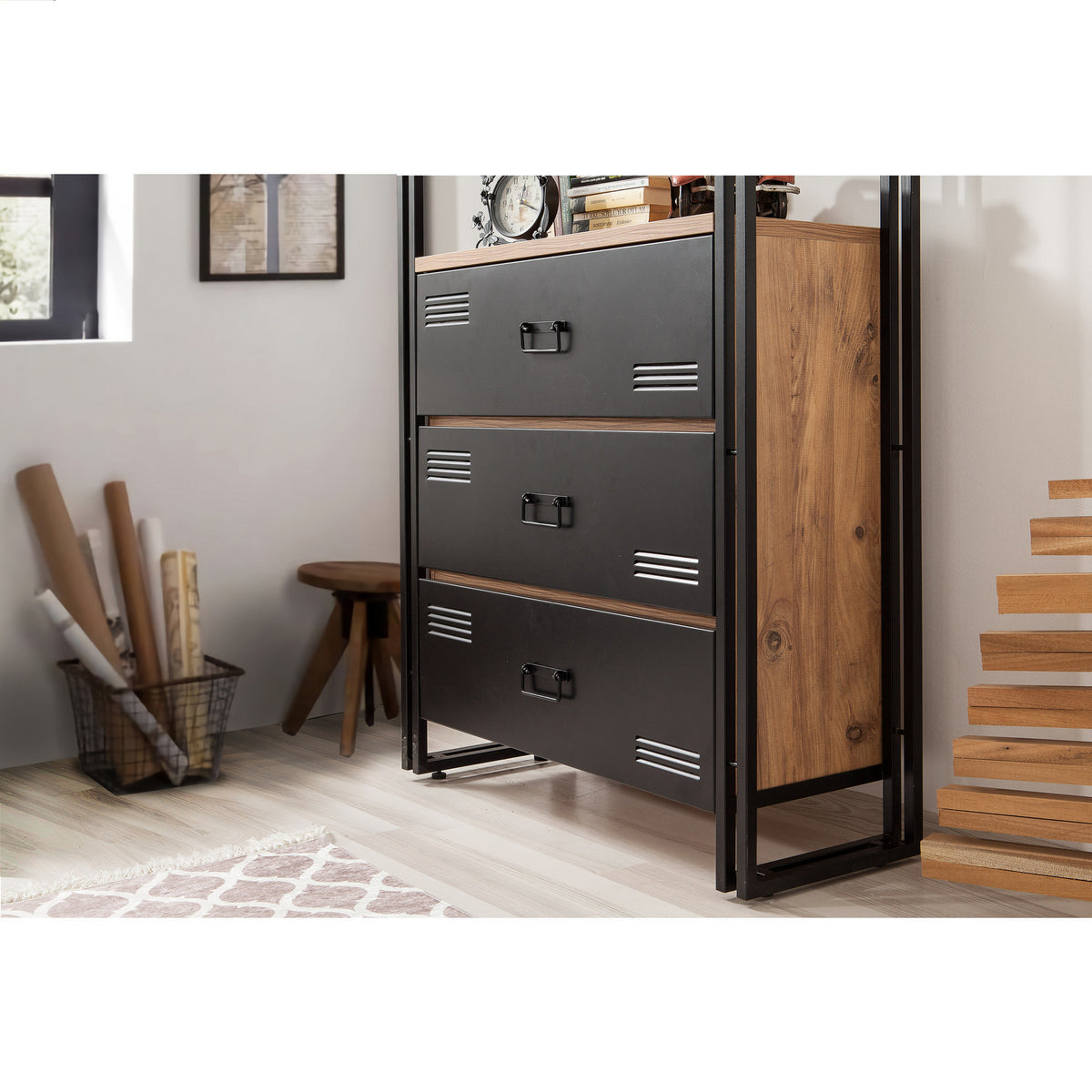 Βιβλιοθήκη 90 × 35 × 180 εκ. Atlantic Pine Μαύρο GR863SPH3601