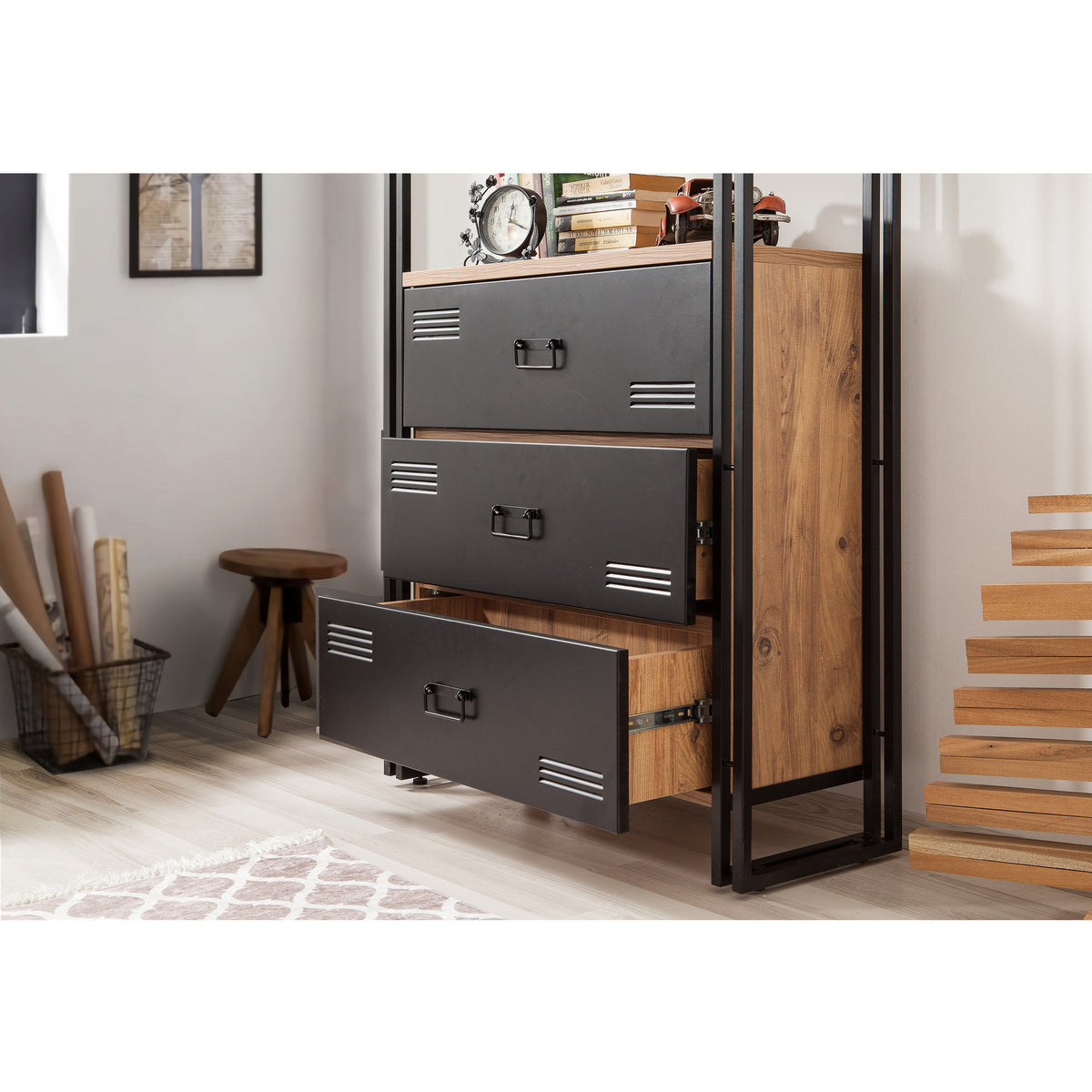 Βιβλιοθήκη 90 × 35 × 180 εκ. Atlantic Pine Μαύρο GR863SPH3601